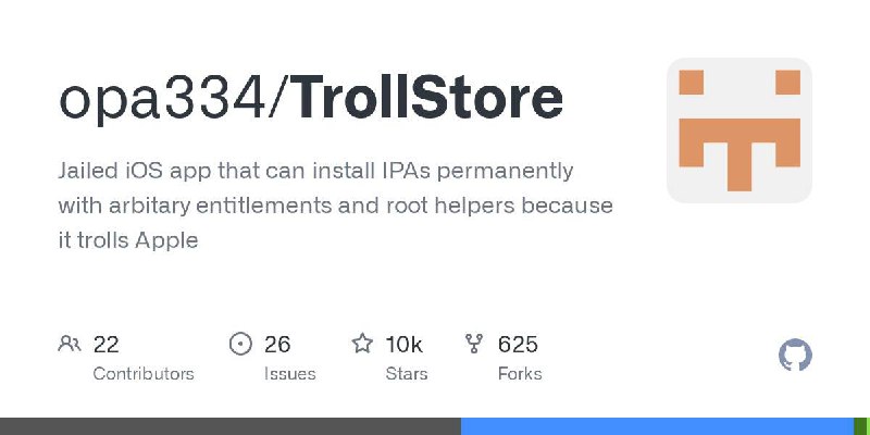 支持Trollstore2以及ios16漏洞的IPA分享工具开发者官网地址：巨魔商店Trollstore