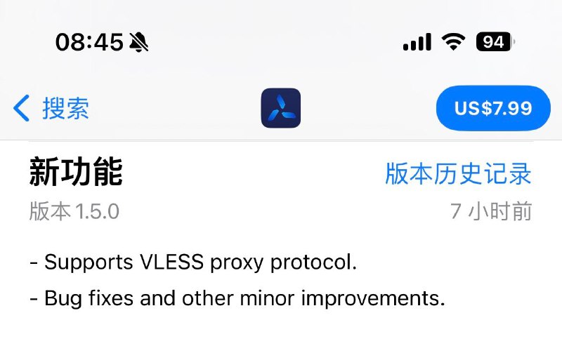 ▎ Quantumult X时隔5个月，圈X发布1.5.0版本更新，🌀1.5.0版本已支持VLESS协议（虽然逼逼没买，但是还是发一下）目前已知问题：节点测试延迟显示不通，但实际可用，请检查节点是否套了CF ，并且使用 CF 的测试链接解决方法：更换延迟测试URL如： server_check_url = 